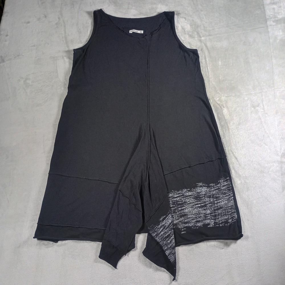 Luukaa Asymmetric Tunic Womens 12 Black Sleeveless Deconstructed Lagenlook Avant